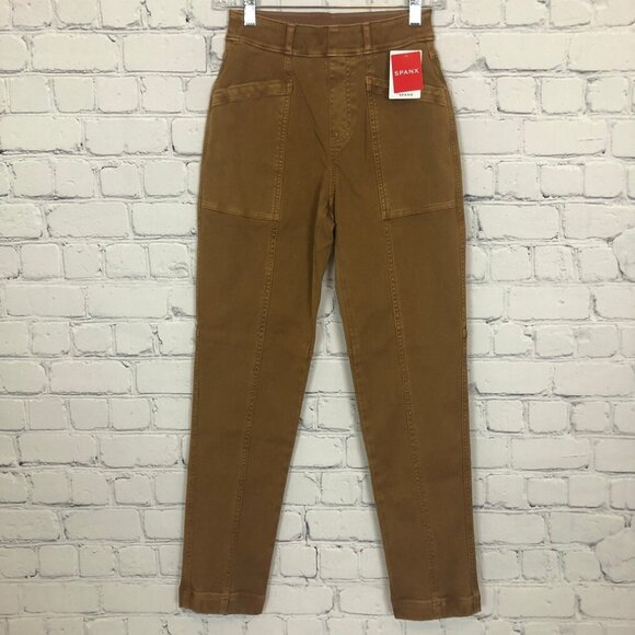 NWT Spanx Stretch Twill Straight Leg Pant Size XS Acorn Brown - Picture 1 of 9